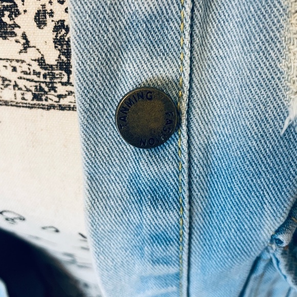 Light Wash Distressed Denim Long Jacket - Picture 2 of 13